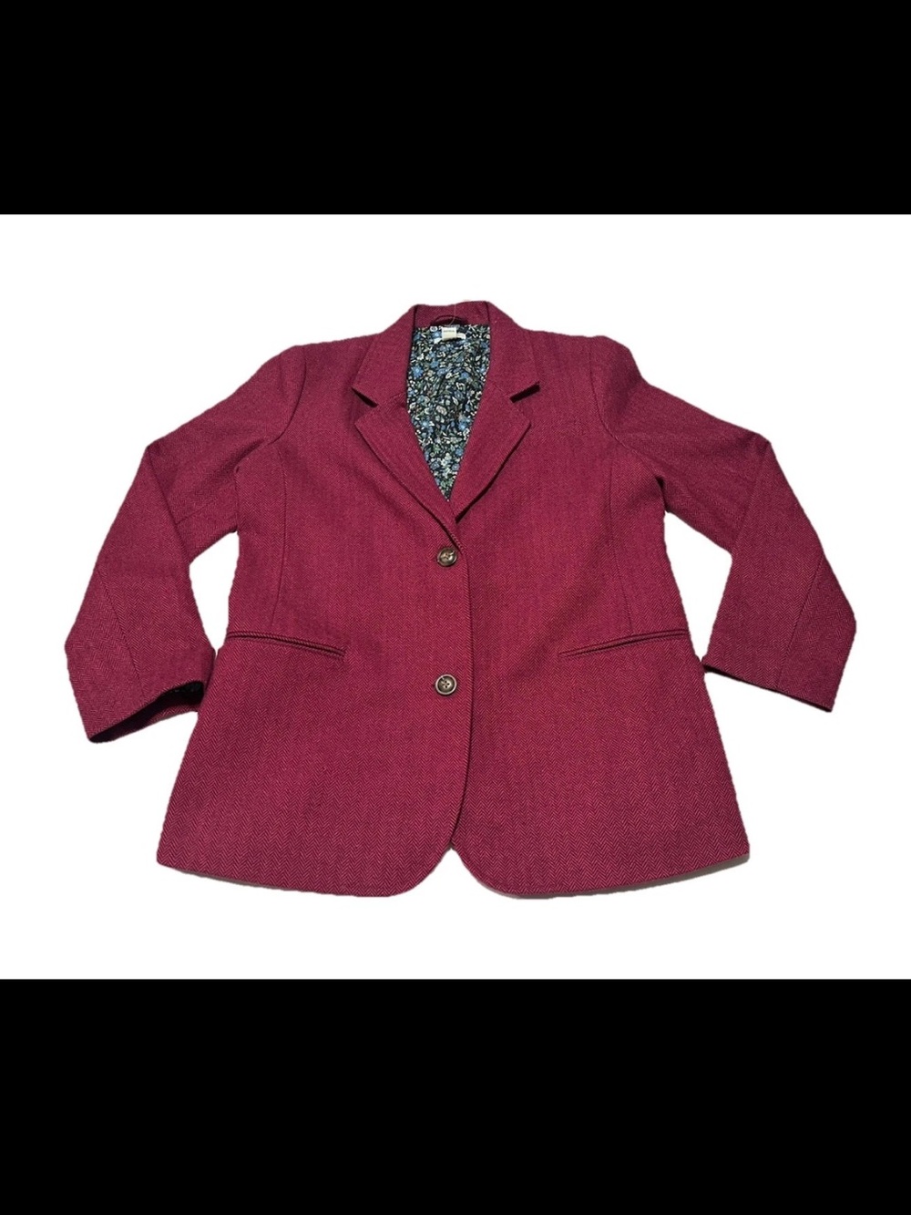Sundance Pink Herringbone Wool Blend Jacket Size Small Floral Lined